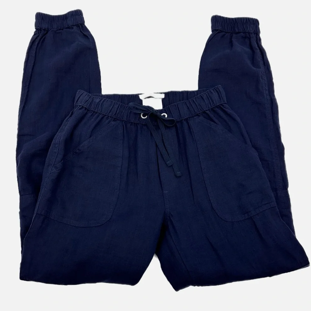 Nicole Miller Linen Navy Utility Joggers Pants XS - Picture 3 of 12